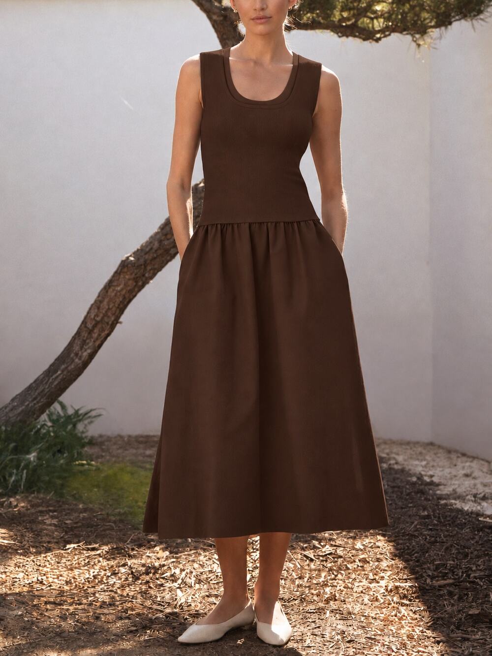 Brochu Walker The Sofia Sleeveless Dress in Brown size S small